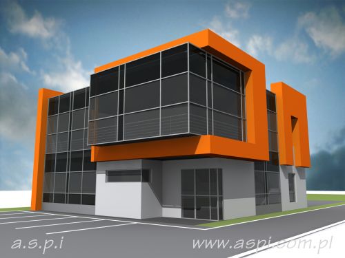 Budynek usługowy Tarnobrzeg - aspi - Projektowanie domów, wnętrz, oświetlenia, zieleni